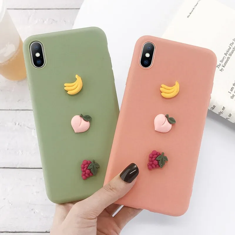 USLION 3D Candy Color Avocado Letter Soft Phone Case For iPhone 11 Pro XS MAX XR X Silicone Case For iPhone 7 6 6S 8 Plus Cover