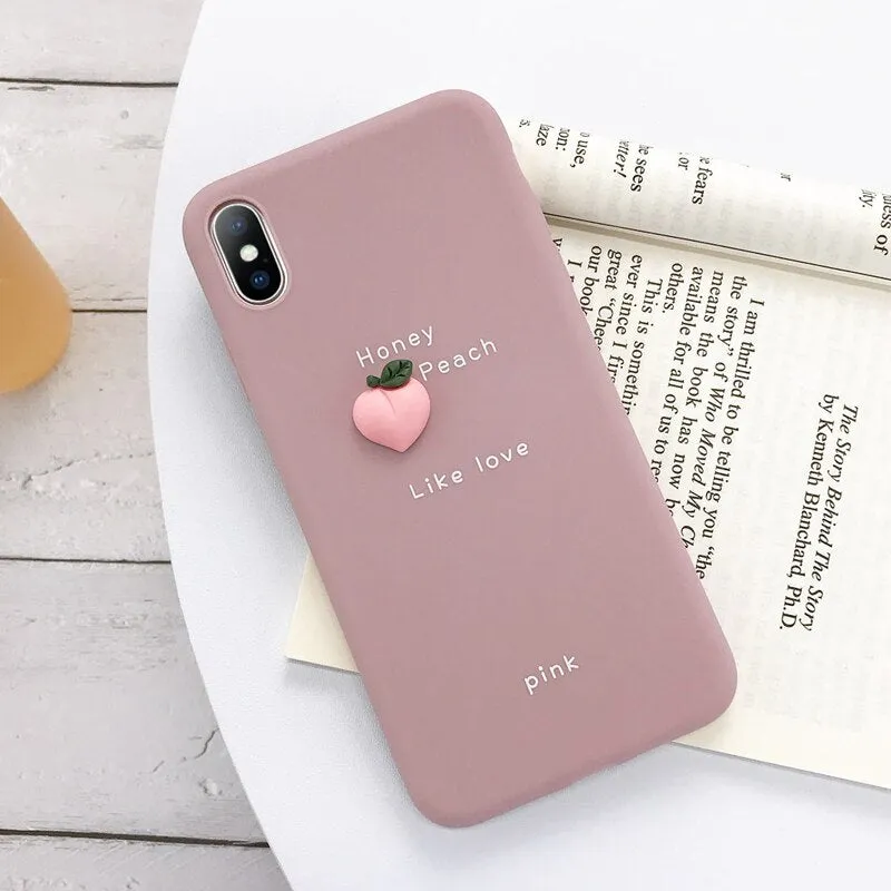 USLION 3D Candy Color Avocado Letter Soft Phone Case For iPhone 11 Pro XS MAX XR X Silicone Case For iPhone 7 6 6S 8 Plus Cover