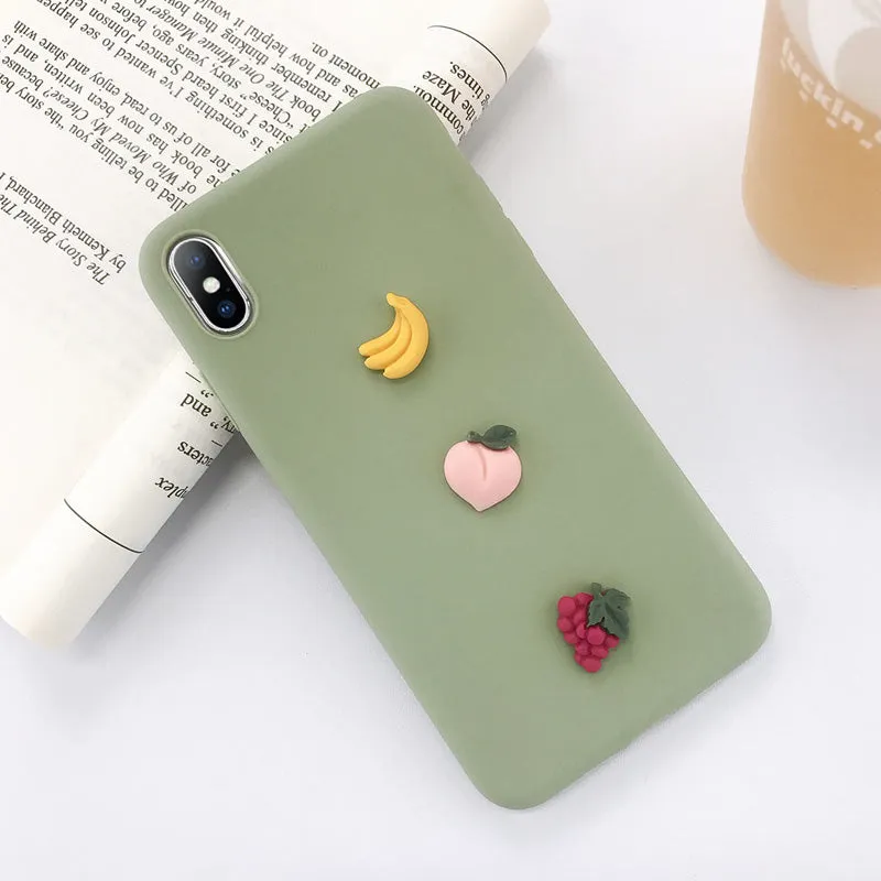 USLION 3D Candy Color Avocado Letter Soft Phone Case For iPhone 11 Pro XS MAX XR X Silicone Case For iPhone 7 6 6S 8 Plus Cover