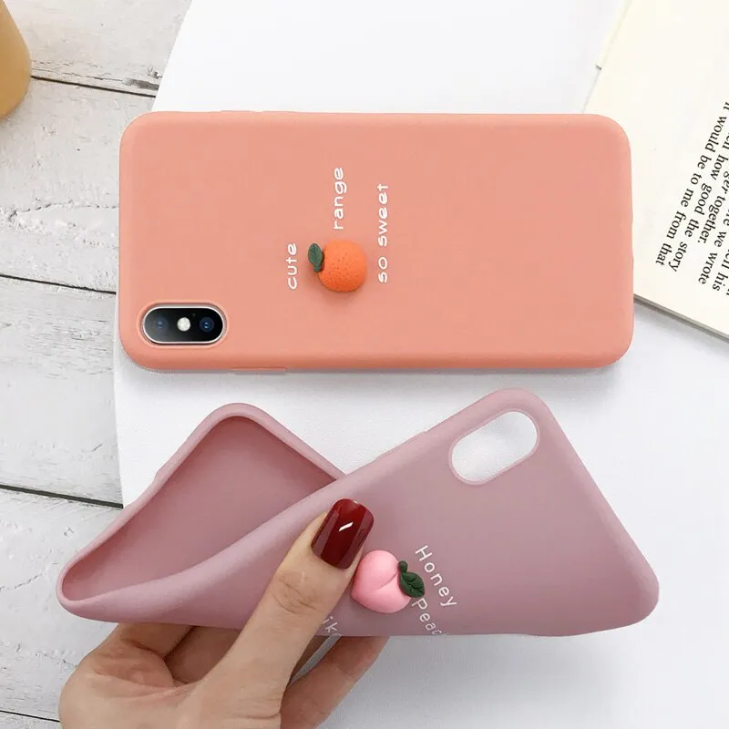 USLION 3D Candy Color Avocado Letter Soft Phone Case For iPhone 11 Pro XS MAX XR X Silicone Case For iPhone 7 6 6S 8 Plus Cover