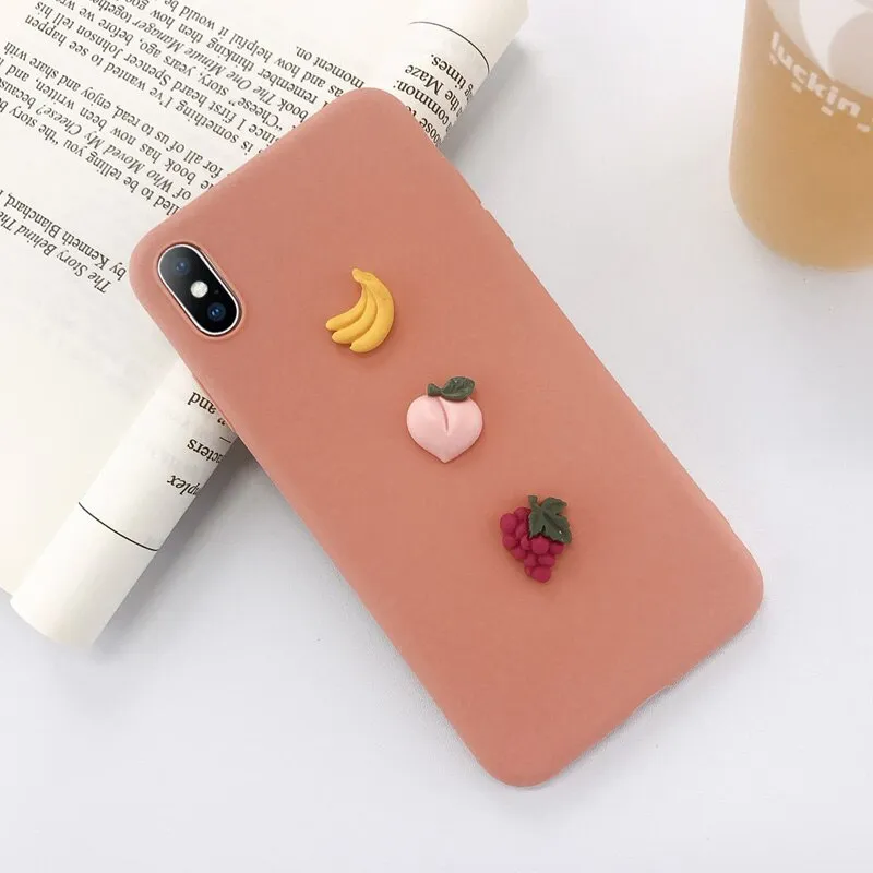 USLION 3D Candy Color Avocado Letter Soft Phone Case For iPhone 11 Pro XS MAX XR X Silicone Case For iPhone 7 6 6S 8 Plus Cover