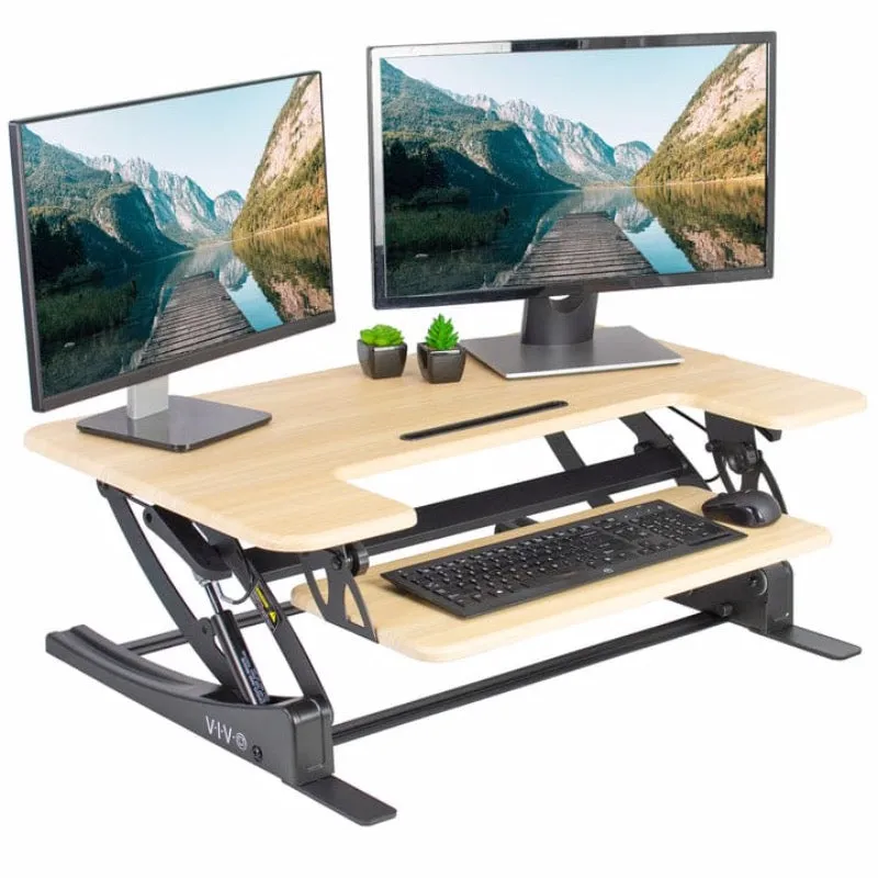 VIVO DESK-V000V Black 36" Height-Adjustable Standing Desk Monitor Riser Tabletop