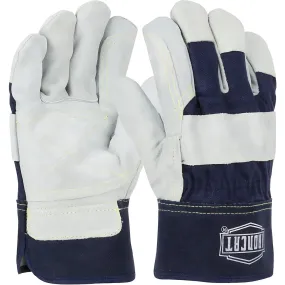 West Chester IC5DP/M Premium Split Cowhide Leather Double Palm Glove with Fabric Back and Kevlar Stitching - Rubberized Safety Cuff