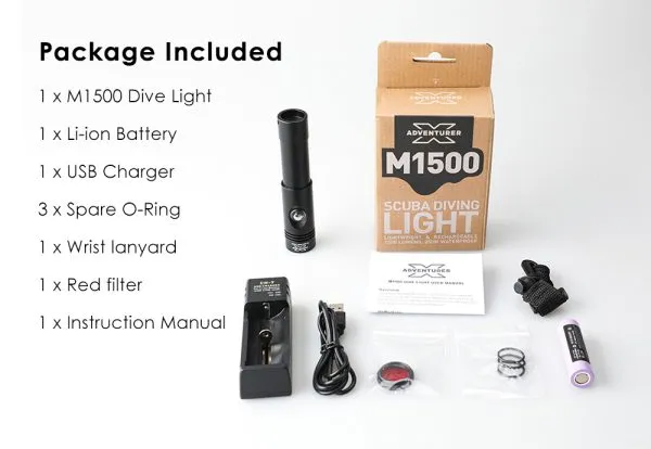 X-ADVENTURER M1500 DIVE TORCH - BLACK