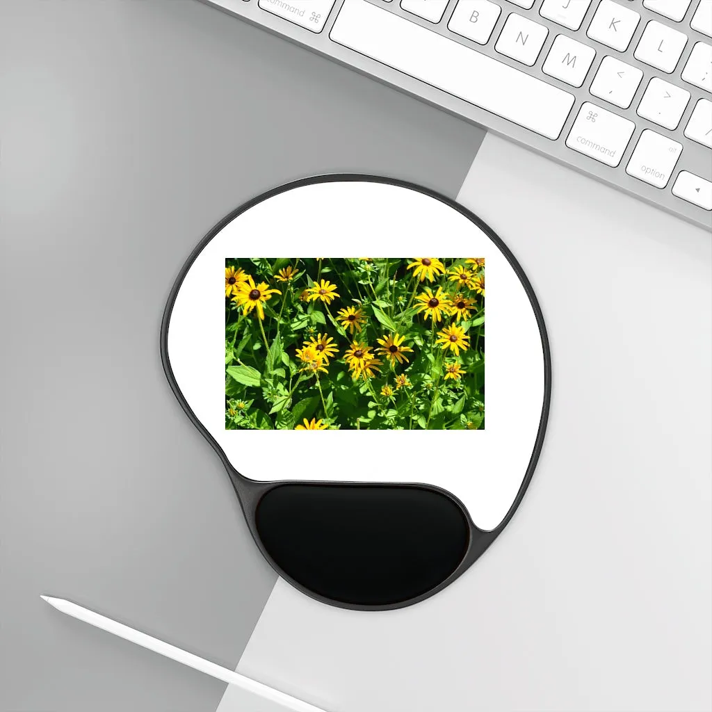 Yellow Flowers Mouse Pad With Wrist Rest