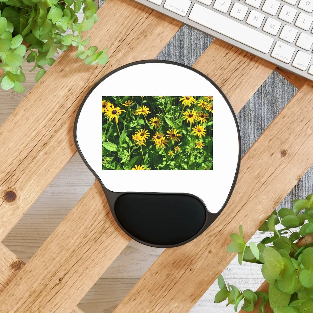 Yellow Flowers Mouse Pad With Wrist Rest