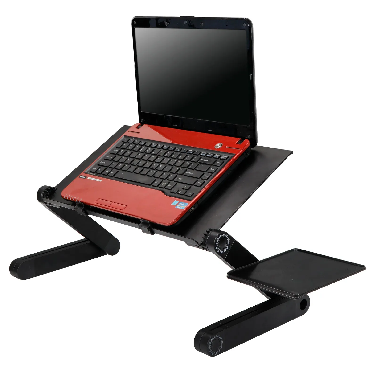 ZENY™ Laptop Stand Desk Table Portable Vented Lap Desk with Mouse Pad Side (Black)