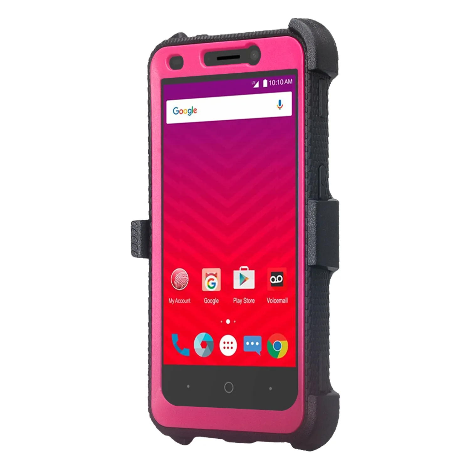 ZTE Prestige Case, Sonata 3, ZTE Avid Plus, ZTE Avid Trio, ZFive 2, Midnight Pro, Maven 2, Cheers, Rugged [Built-in Screen Protector] Heavy Duty Holster Shell Combo Case Cover - Hot Pink